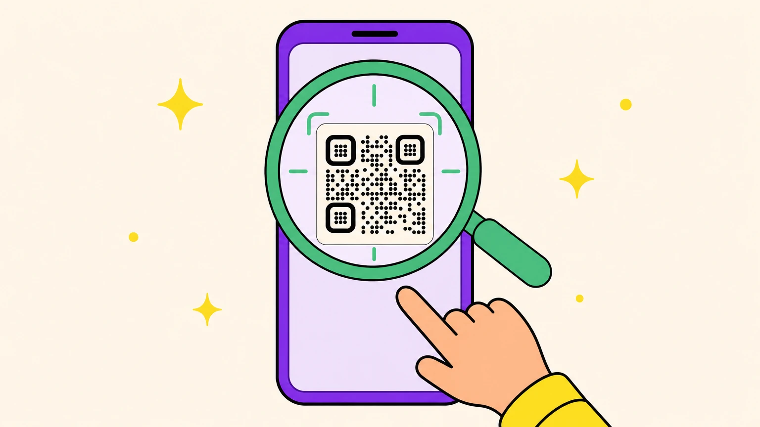 A phone reading a QR code from a screenshot on its own screen